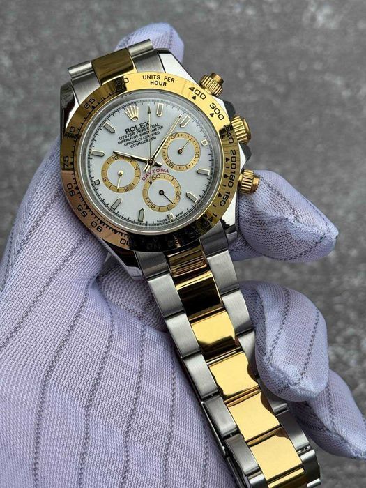 Чоловичий годинник Rolex Daytona Steel and Gold White