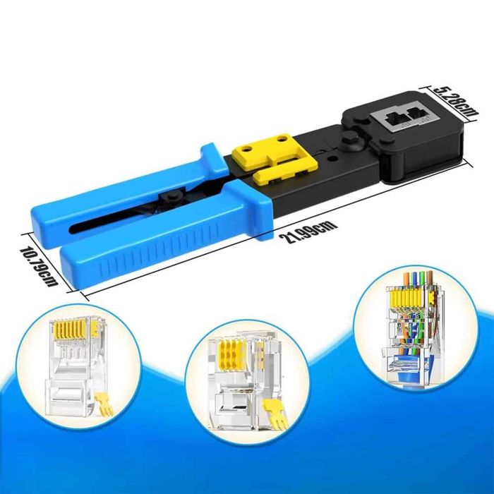 Zaciskarka przelotowa do wtyków RJ45, RJ12 i RJ11