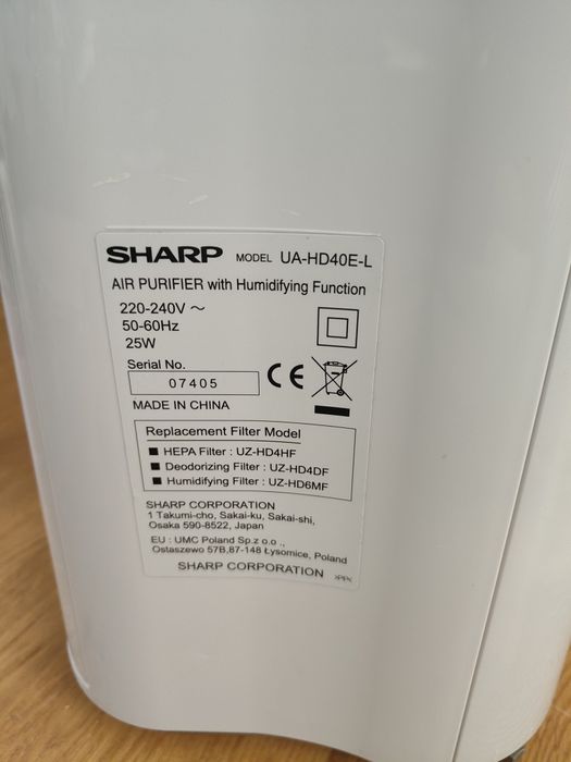 Oczyszczacz powietrza SHARP UA-HD40E-L Plasmacluster
