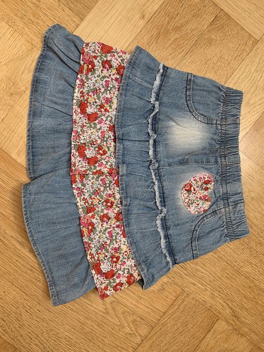 59 Spódniczka jeansowa z falbankami dla dziewczynki 86