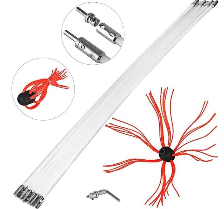 Роторний набір для чищення димоходів TURBO DYM (1 м х 6 шт) + 1 щітка