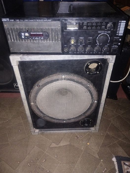 Усилитель и колонка в гараж на дачу играет громко