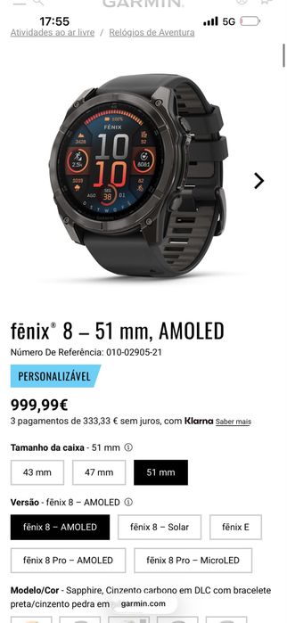 Vendo Garmin Fenix 8 Amoled Saphire 51mm