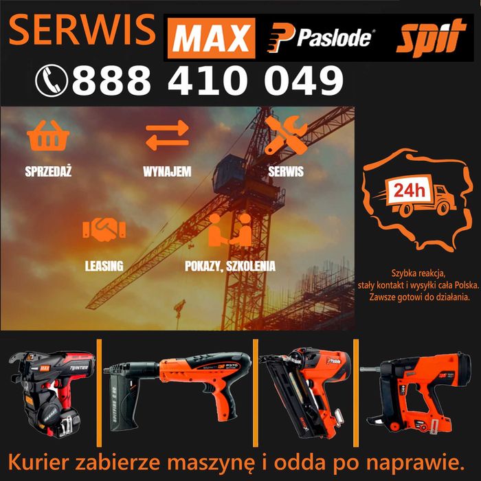 MAX PASLODE SPIT Serwis urządzeń  Generalny dystrybutor CAŁA POLSKA