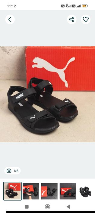Чоловічі шкіряні босоніжки Puma Black  чорні