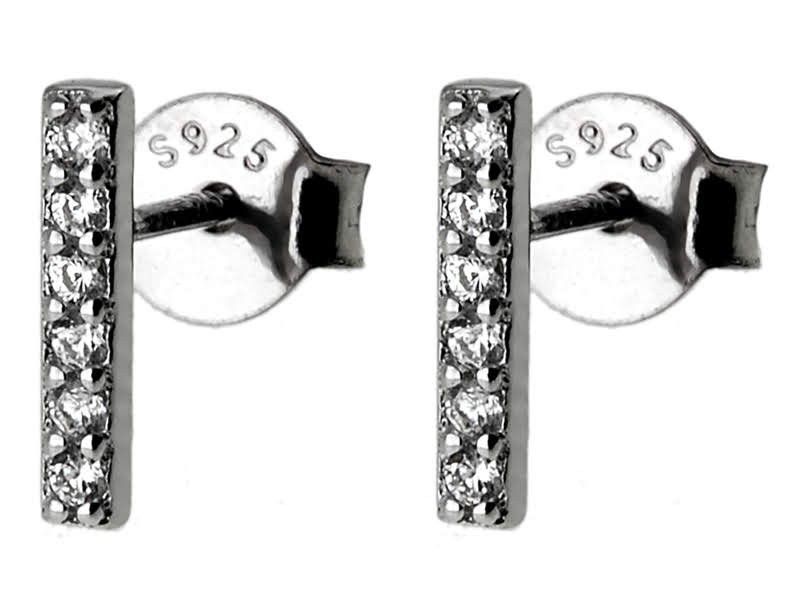 Kolczyki Rodowane Srebrne Sztabki Cyrkonie Srebro K2042