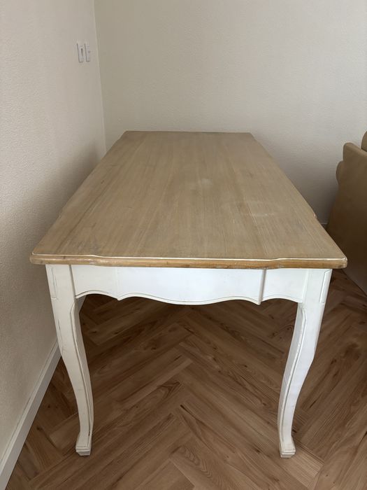 Mesa de Madeira Estilo Provençal  Branca – aprox 160 x 80 cm