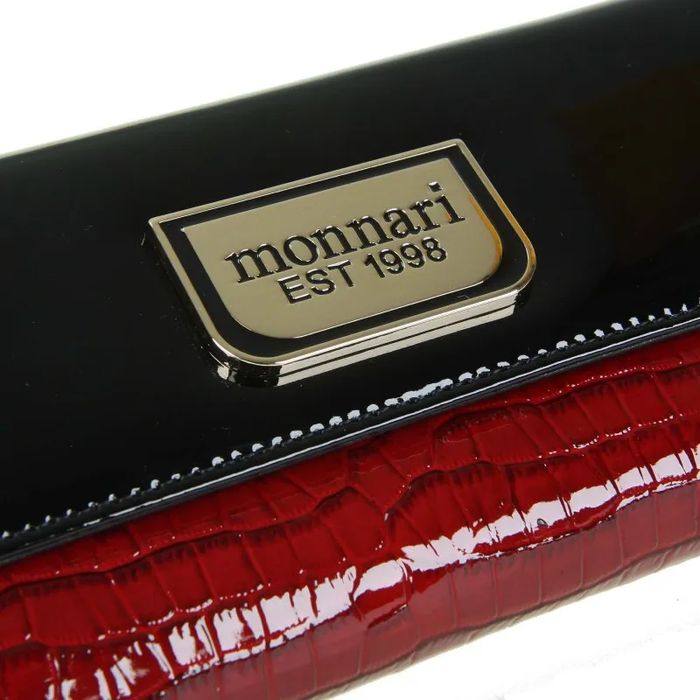 portfel damski skóra naturalna czerwony czarny duży