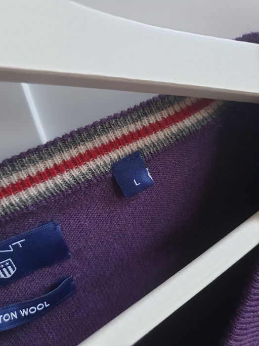 Fioletowy sweter Gant wełniany bawełniany L