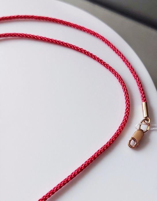 Ювелірний шовковий шнурок із золотою застібкою "Беррi"  585 проба нові