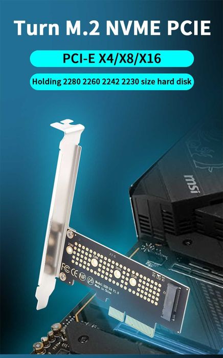 Przejściówka Adapter dysku|M2 NVMe do PCIe 4.0 x1| Fenvi