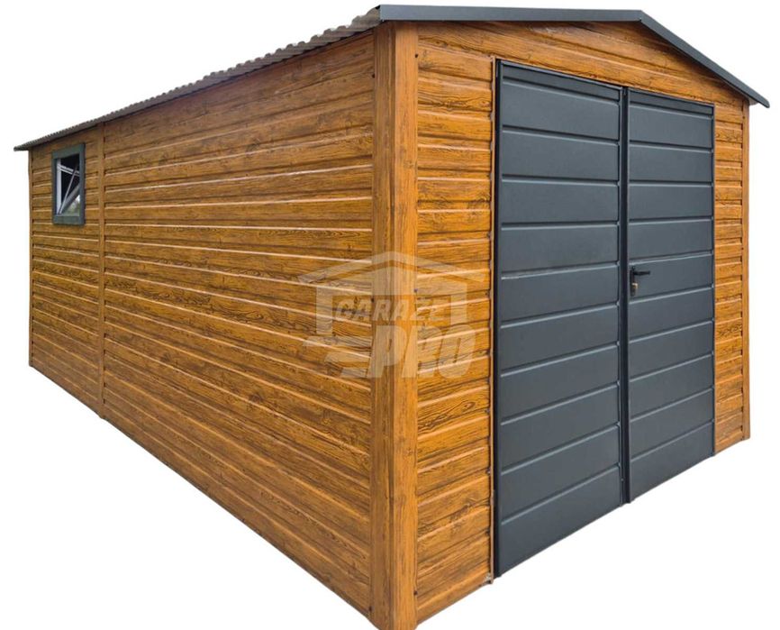 Garaż blaszany 3x4m Brama okno drewnopodobny  Dach dwuspadowy GP580