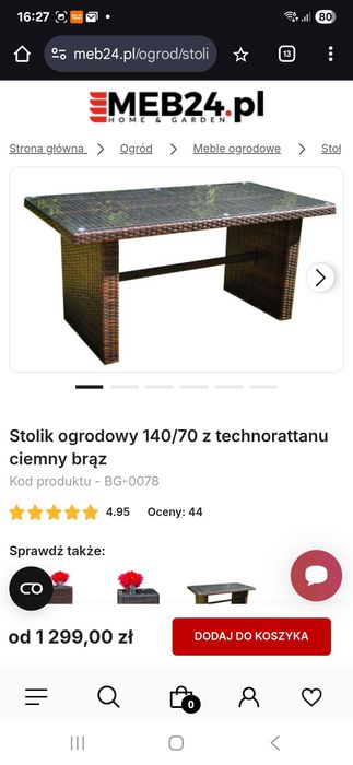 Stolik nowy technoratan aluminium