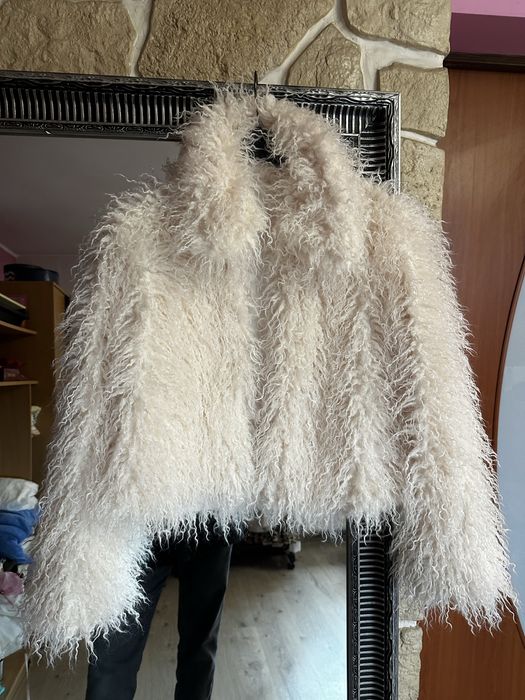 Damskie krótkie futerko kremowe 38 M, nowe