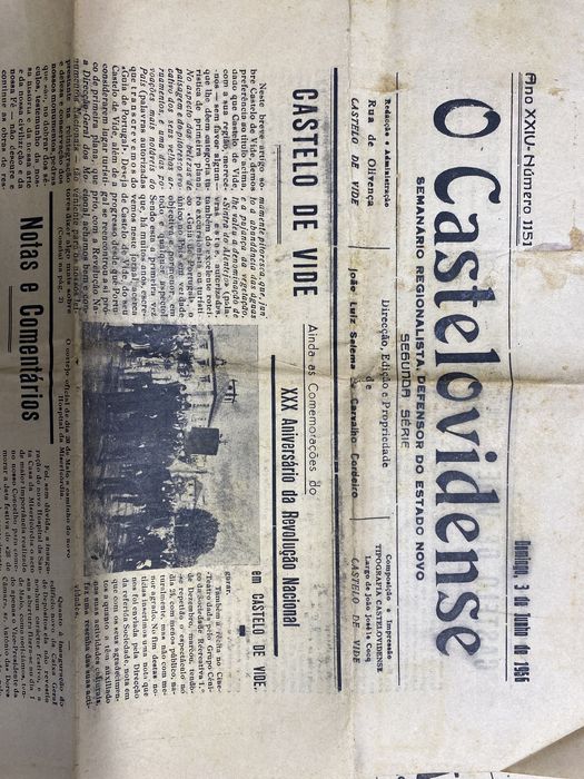 Dois exemplares Jornal O CasteloVidense , 3 Junho e 18 de Março 1956