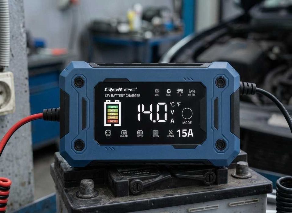 Nowy Prostownik Mikroprocesorowy 12V 15A LCD AGM GEL LiFePO4 Repair Podtrzymanie