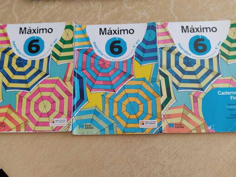 Lote de três livros: manual Máximo + caderno - 6 ano