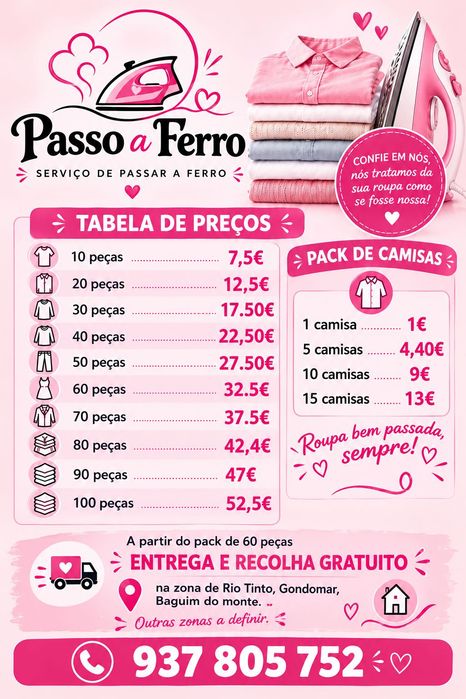 Serviço passar a ferro