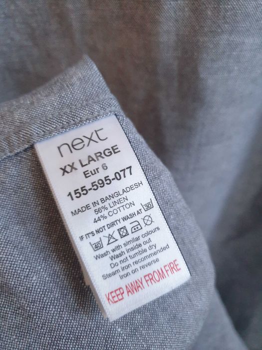 Szara lniana koszula 2XL Next męska