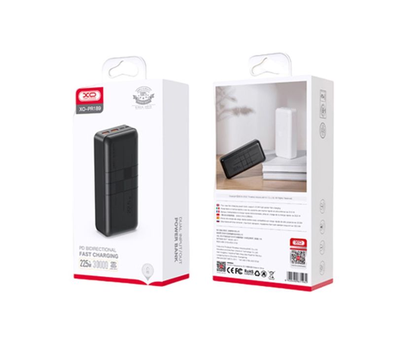 УМБ XO Power Bank 30000mAh PR189 QC&PD3.0 22.5W Black