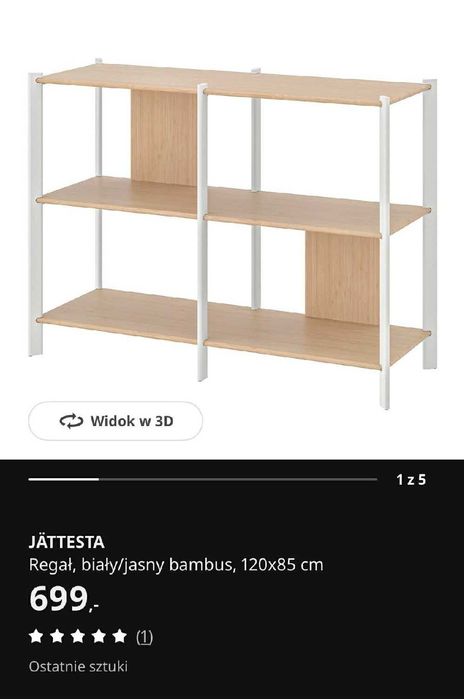 Regał JÄTTESTA, biały/jasny bambus