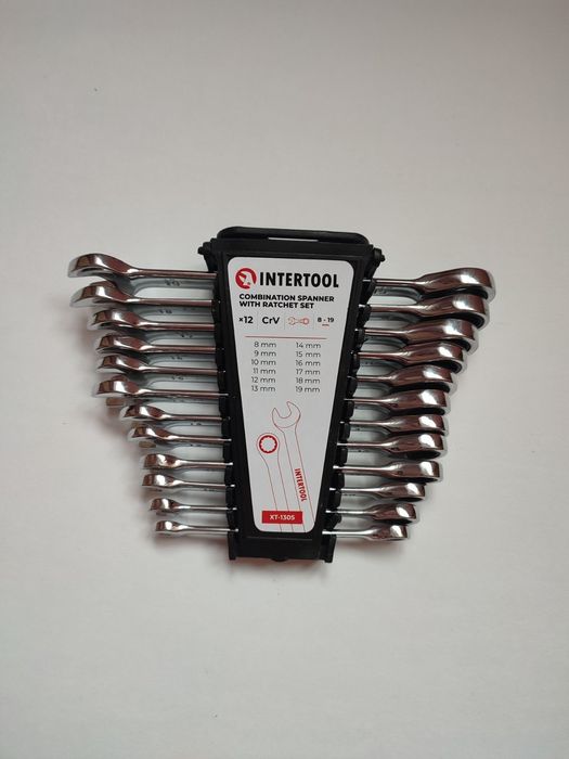 Набор ключей  рожково накидных с трещёткой  12 ед  INTERTOOL  XT-1305