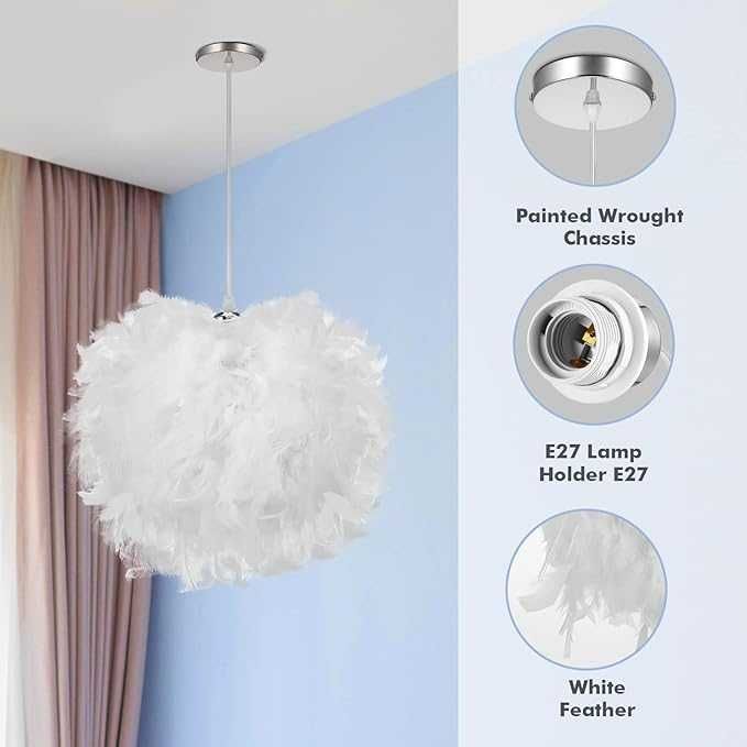 ALLOMN Lampa wisząca Skaulo LED z piór, E27, Ø 22 cm, biała
