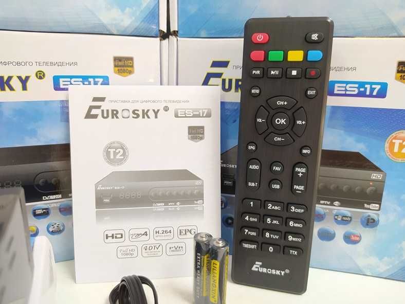 Тюнер приемник приставка Т2 EuroSky ES-17 YouTube IPTV MeGoGo DVB-C/T2