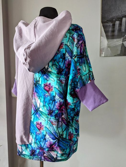 Auri&Lili nowa wiosenna bluza oversize w ważki handmade L 40