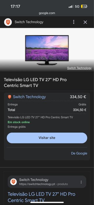 Televisão Smart 27 Polegadas LG, com comando.64751007253507122