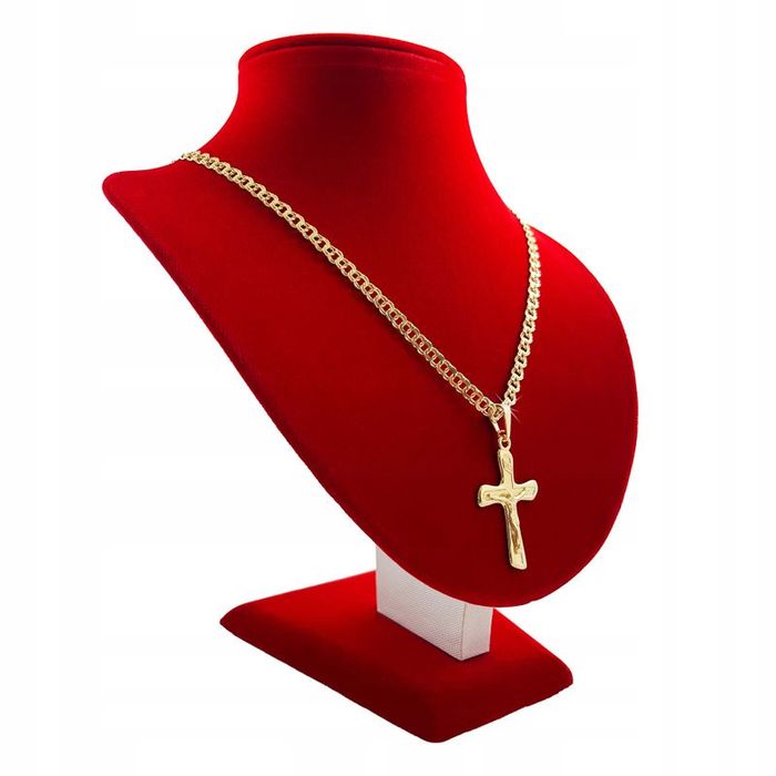 Elegancki Męski Złoty Łańcuszek Garibaldi 50cm/4,5mm + Krzyżyk Srebro