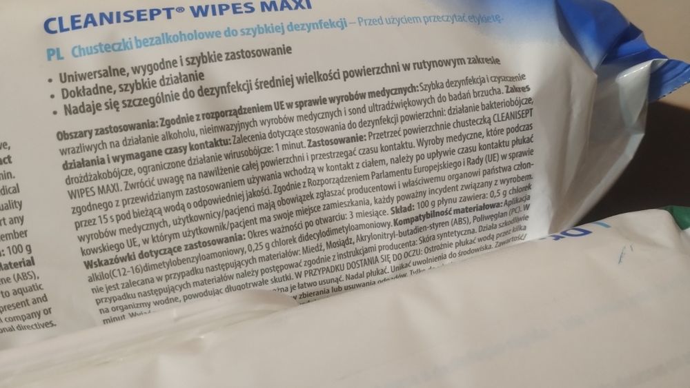 Chusteczki nawilżające dezynfekujące