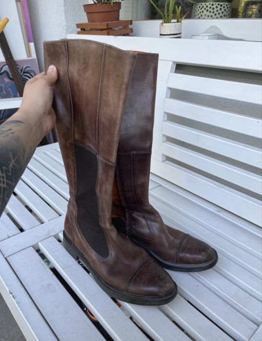 Wysokie skórzane buty kozaki Santoni 40 skóra leather