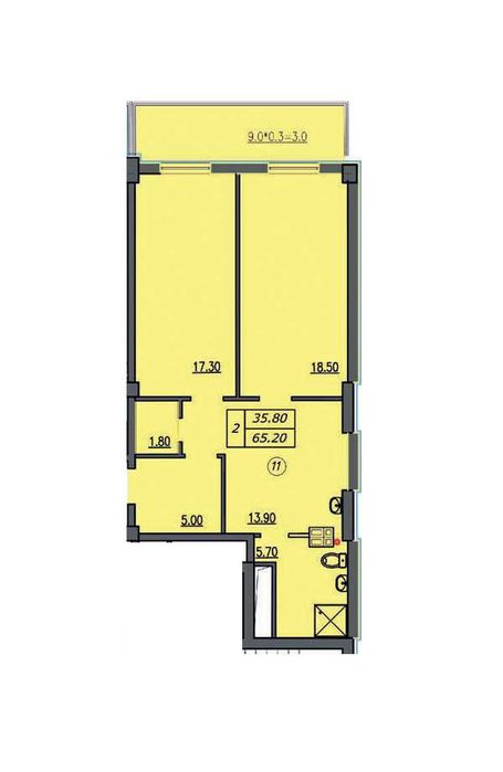 2-комнатная квартира по адресу Куликово поле пл. (площадь 65,2 м²) - Atlanta.ua - фото 4