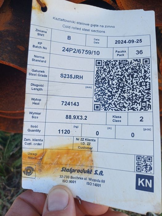 Rura, rurka stalowa Nowa, fi 89x3mm