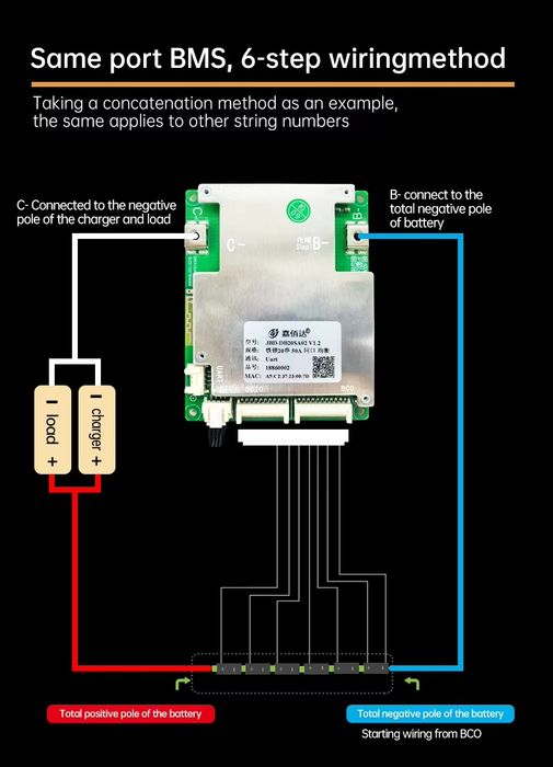 Smart BMS JIABAIDA 80A 8S-20S плата з Bluetooth для li-ion та Lifepo4