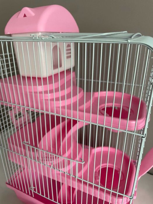 Klatka dla Chomika ‼️NOWA‼️różowa 3 piętra Cały Zestaw