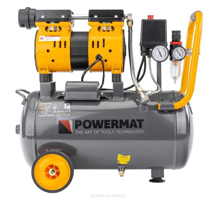 POWERMAT Kompresor Bezolejowy 24l Sprężarka 220l/min Separator PM1283