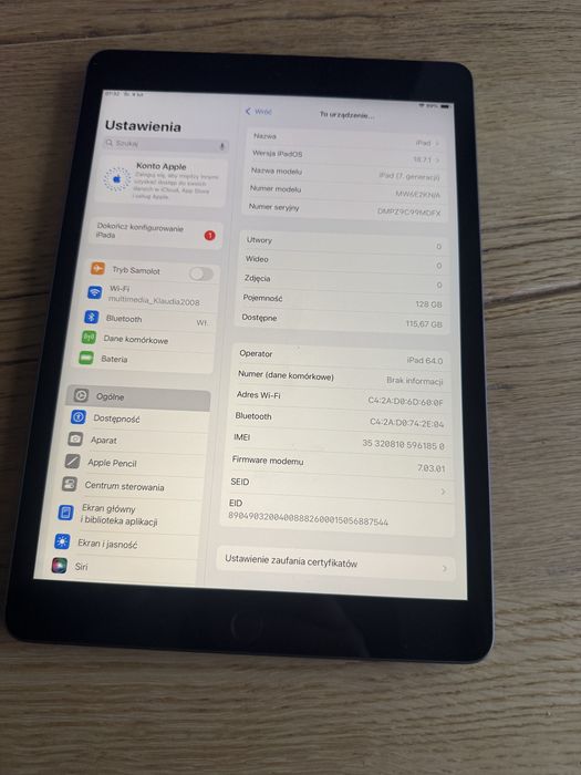 APPLE iPad 7 128GB A2198 Cellular/LTE