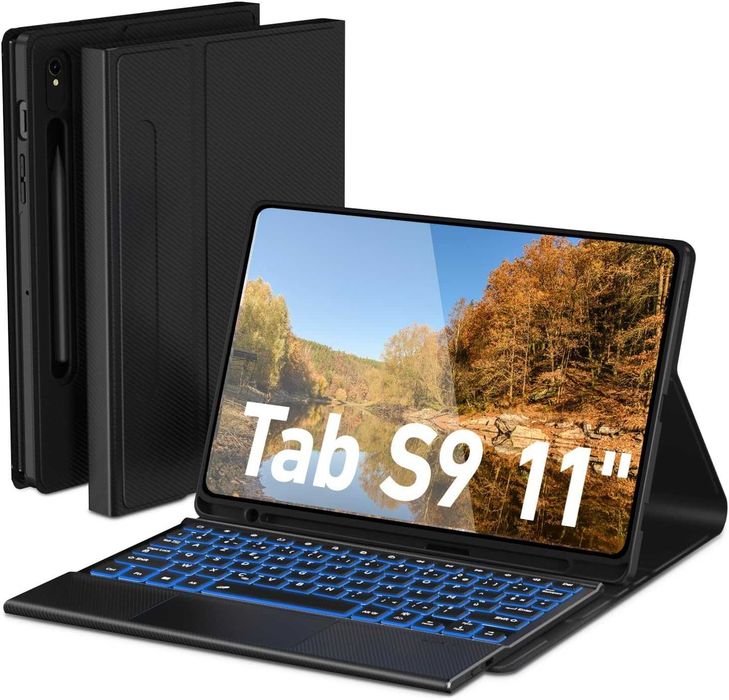 Doohoeek etui klawiatura touchpad LED Samsung Galaxy Tab S9 11" S9 FE