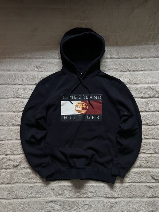 Tommy Hilfiger x Timberland (M) Flag Hoodie чоловіче худі темно-синьє на флісі кофта оригінал колаборація
