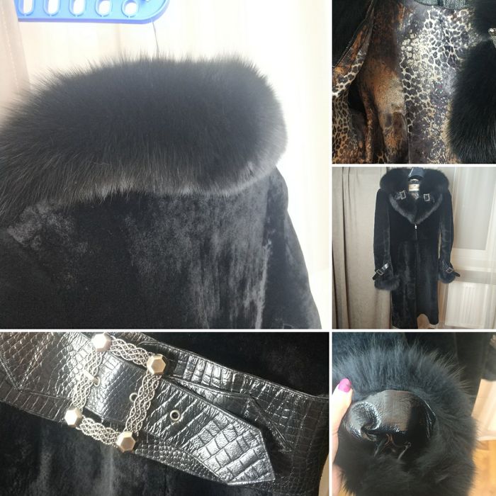 Шуба мутон, песец, кожа, 46 р., пересылка