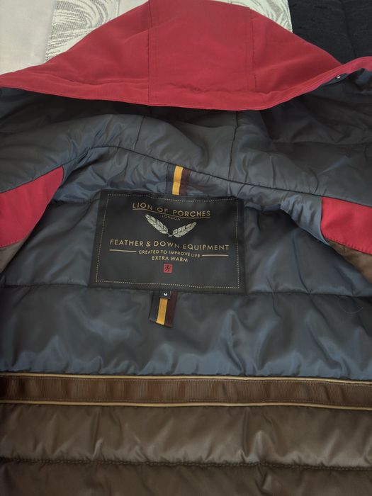 Lion of Porches Casaco Parka Vermelho Novo – Original Inverno Homem