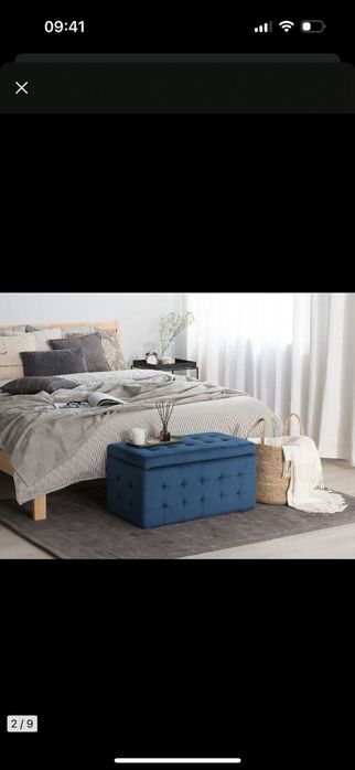 Pufa skrzynia schowek welur granatowa