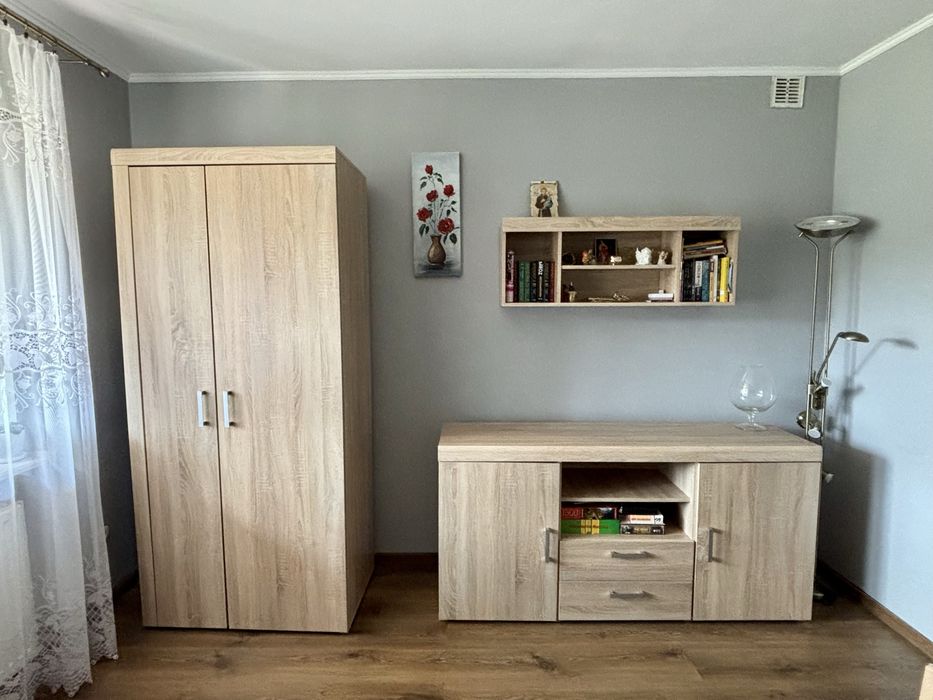 Komplet mebli – dąb sonoma | szafa + komoda + półka + stolik