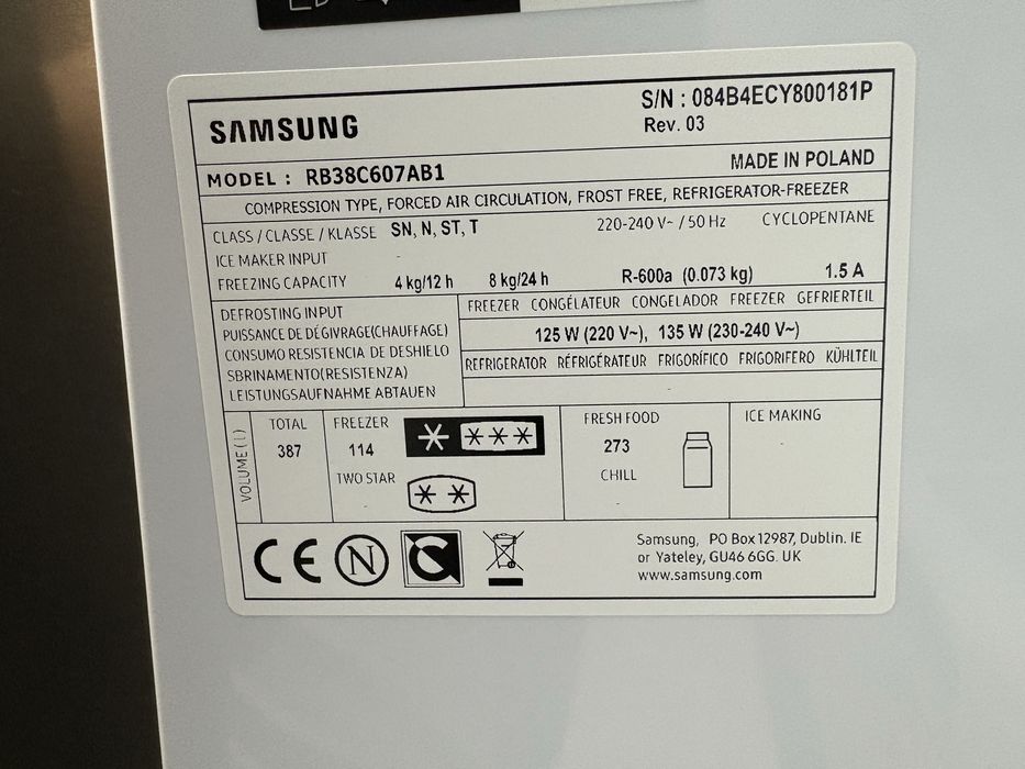 Lodówka SAMSUNG 203 cm