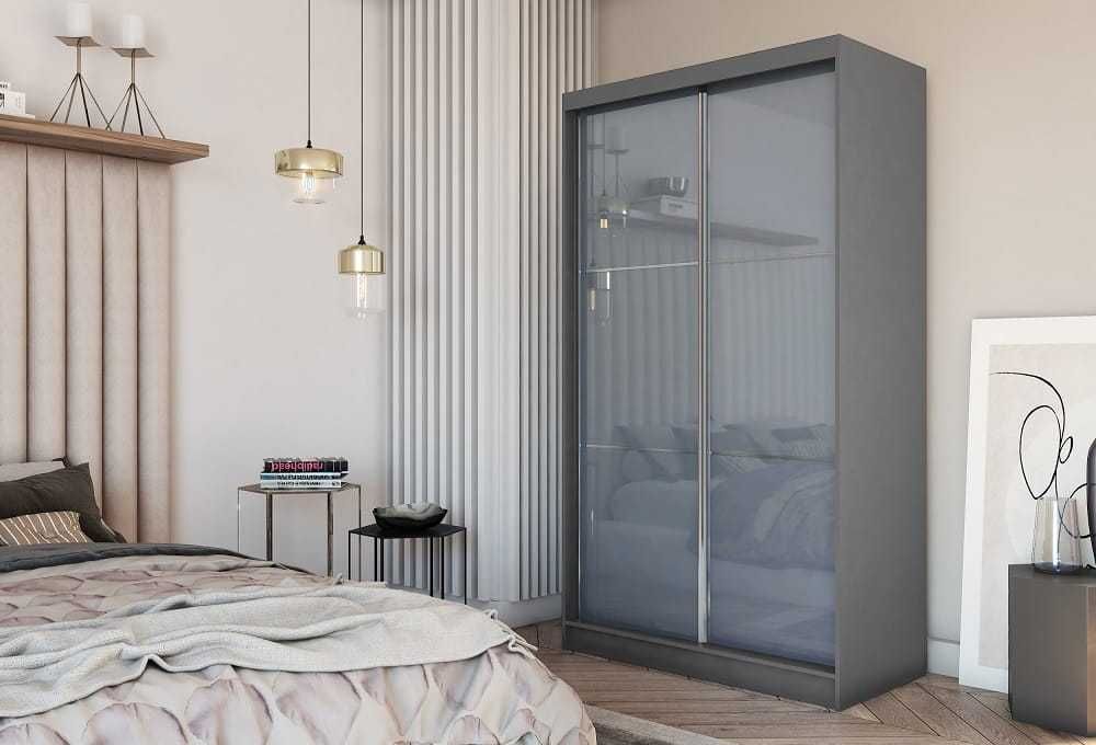 Szafa przesuwna 120 cm ze szkłem lacobel szafa z lustrem do sypialni