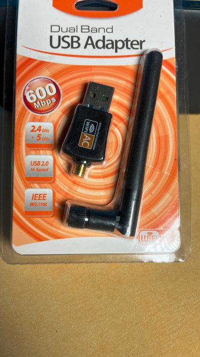 Bezprzewodowy adapter do komputera Wi-Fi Internet 2,4/5 GHz, 600 Mbps