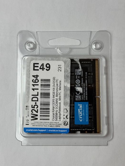 Оперативна пам'ять Crucial DDR5 SO-DIMM Kit 64GB (2x32GB) 5600MHz