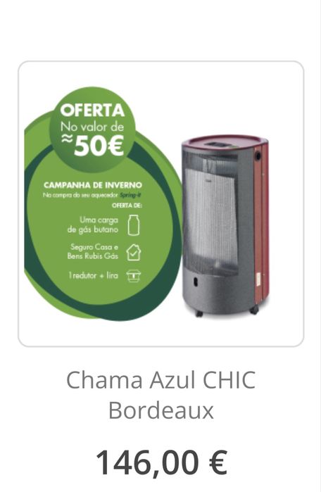 Aquecedor gás butano - chama azul chic - Rubis
